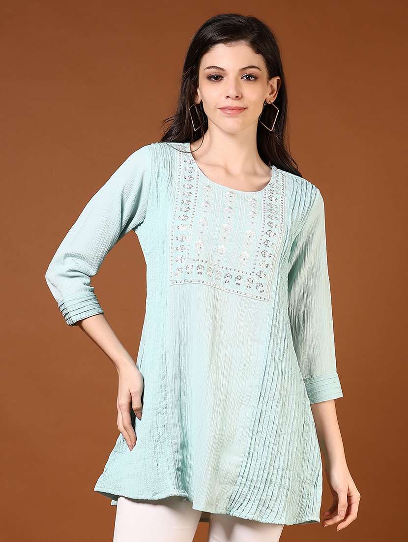women three quarter sleeve a-line kurti