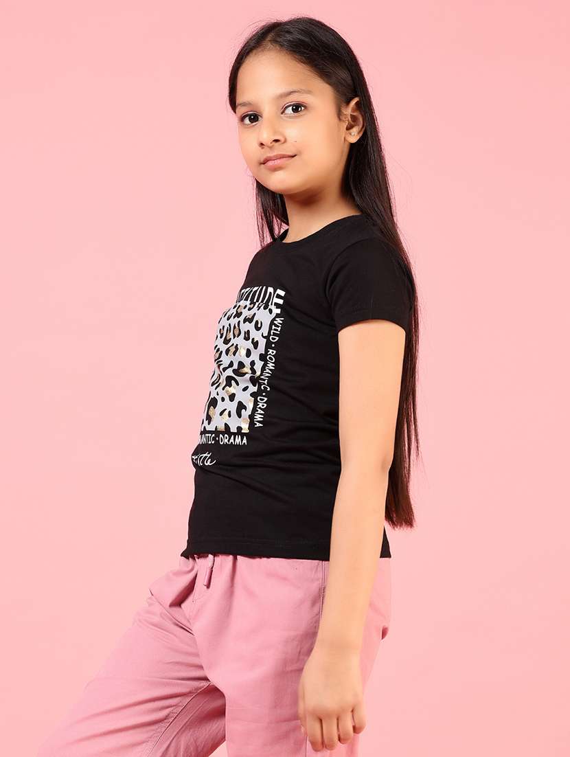 girls front print round neck t-shirt - 21716688 -  Standard Image - 2