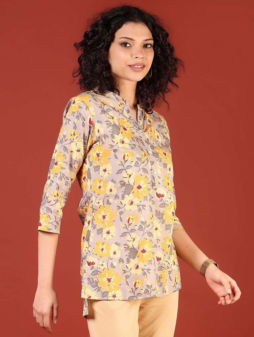 women three quarter sleeve straight kurti - 21716776 -  Standard Image - 2