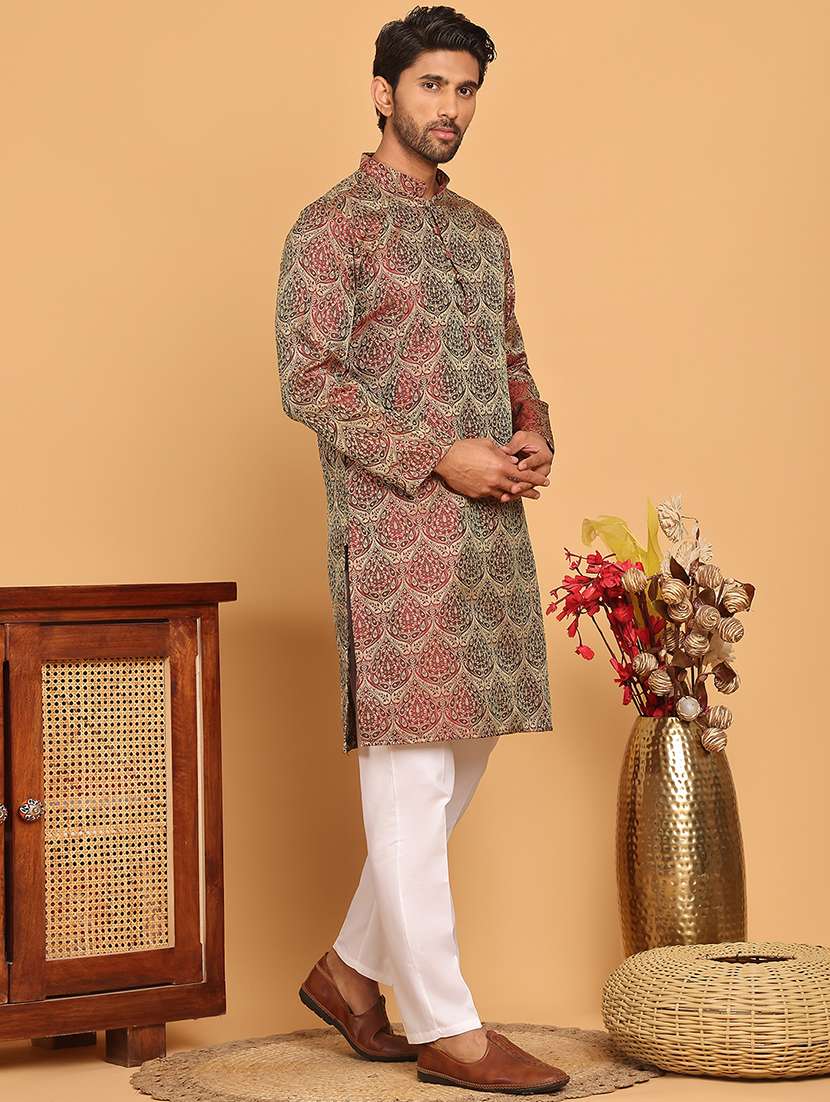 men silk blend kurta pyjama ethnic wear set - 21717306 -  Standard Image - 2