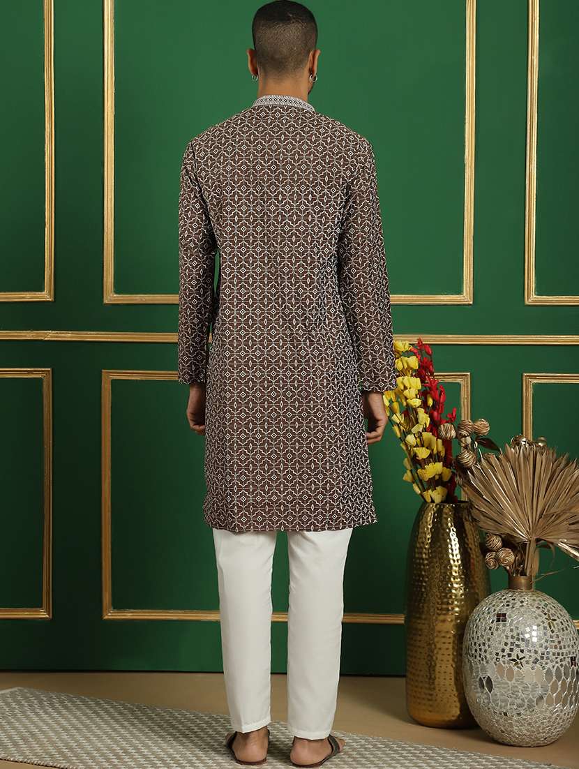 men mandarin neck kurta pyjama ethnic wear set - 21717307 -  Standard Image - 2