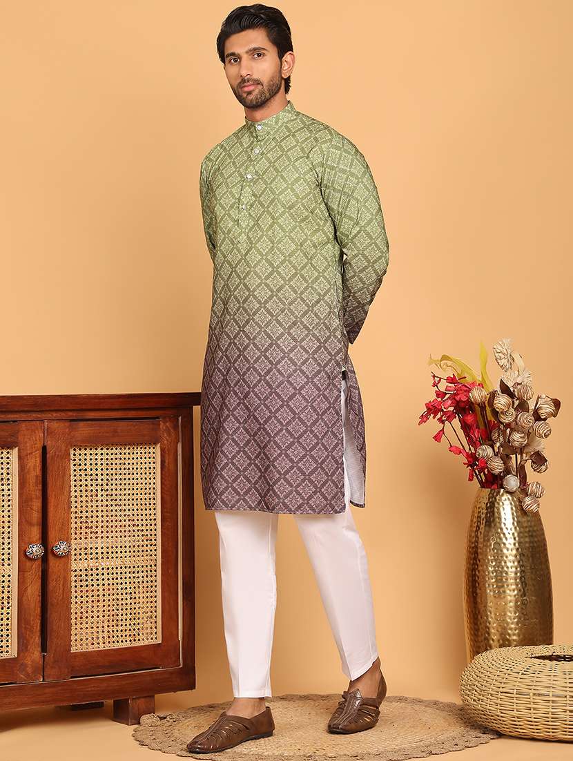 men mandarin neck kurta pyjama ethnic wear set - 21717308 -  Standard Image - 2