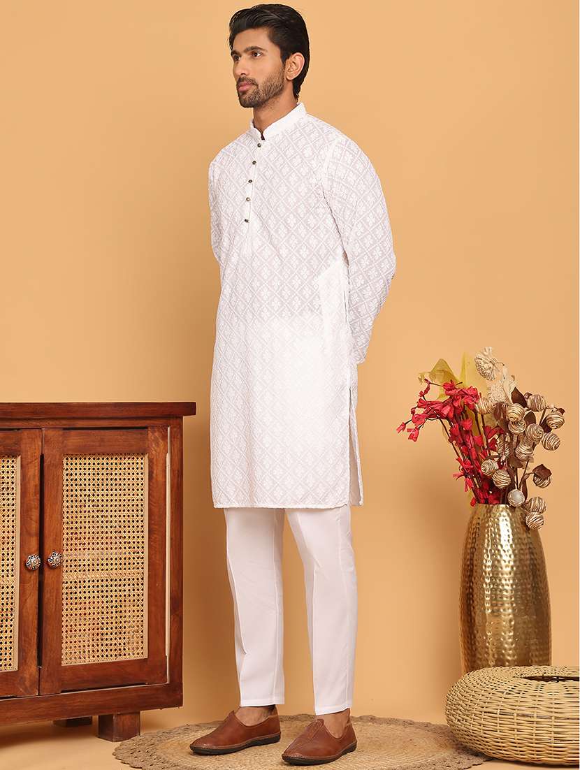 men embroidered kurta pyjama ethnic wear set - 21717314 -  Standard Image - 2