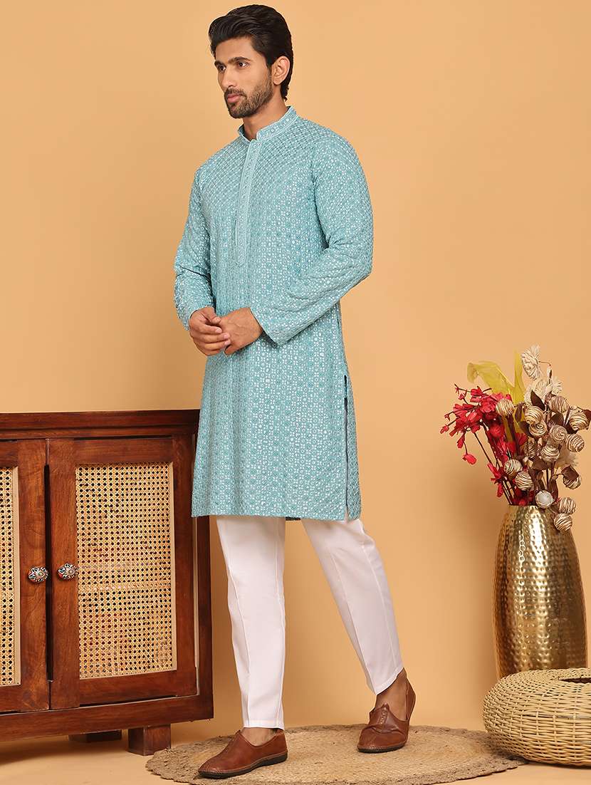 men embroidered kurta pyjama ethnic wear set - 21717319 -  Standard Image - 2