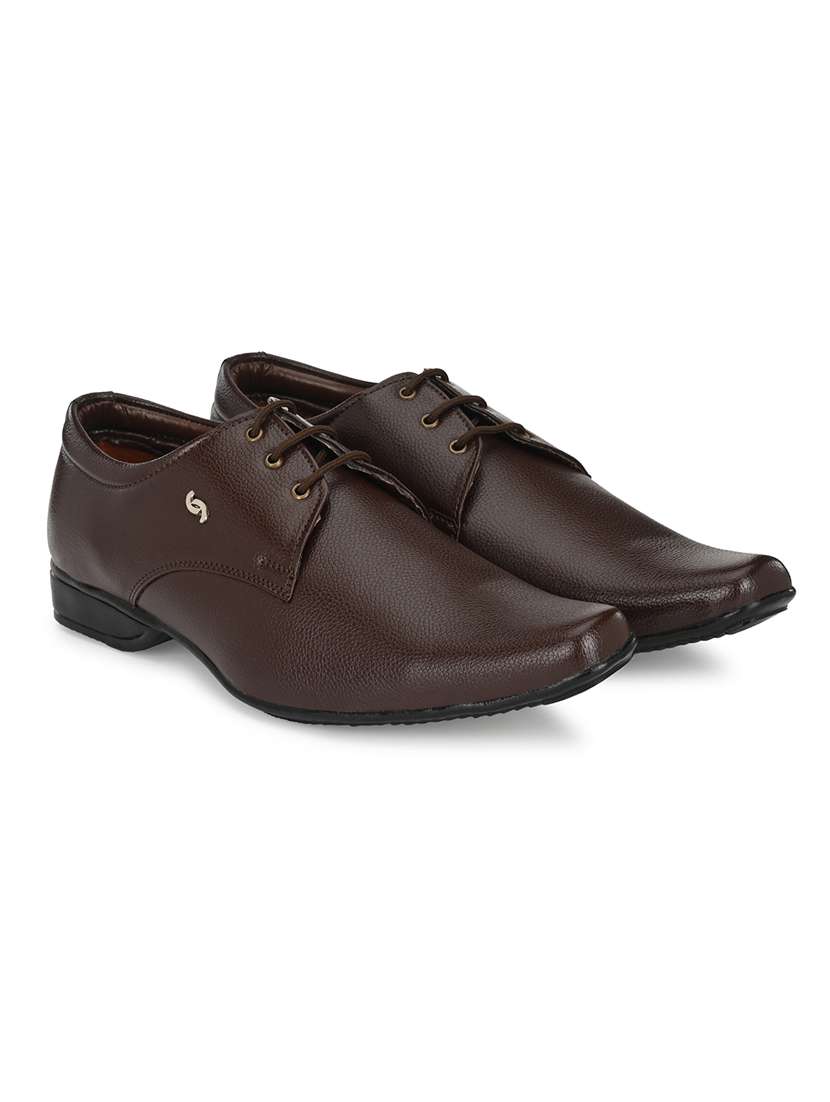 brown synthetic laceup derbies - 21717409 - Zoom Image - 0