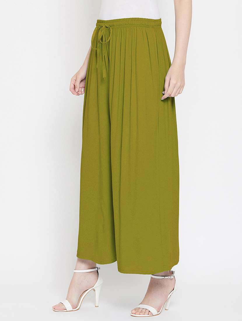 women solid mid rise palazzo - 21717423 -  Standard Image - 2