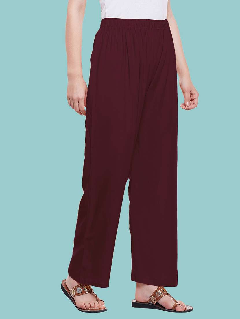 women solid mid rise palazzo - 21717435 -  Standard Image - 2