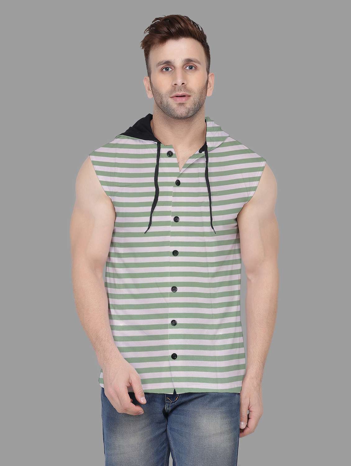 men sleeveless striped t-shirt