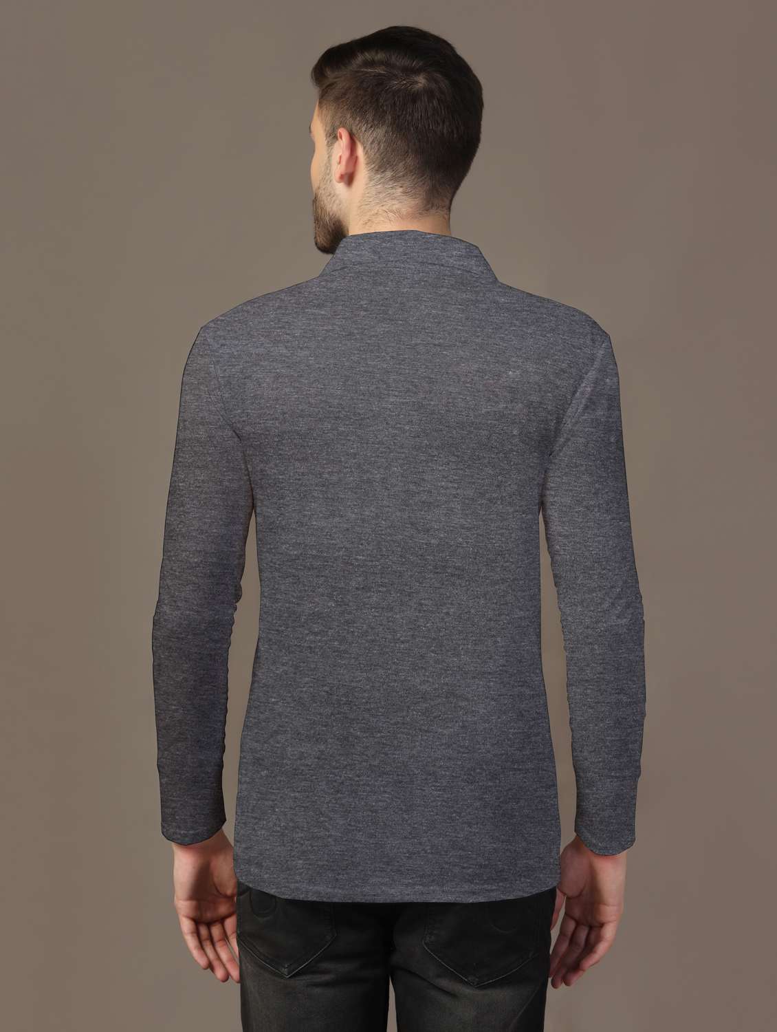 men long sleeves plain polo t-shirt - 21717457 -  Standard Image - 2