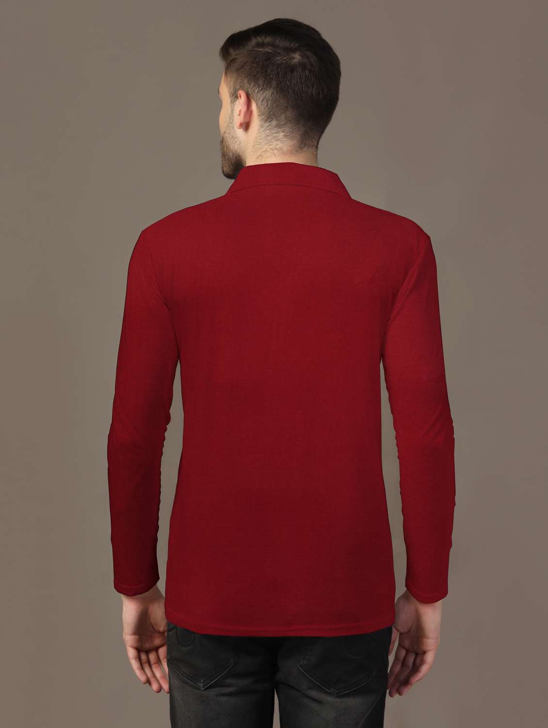 men long sleeves plain polo t-shirt - 21717458 -  Standard Image - 2