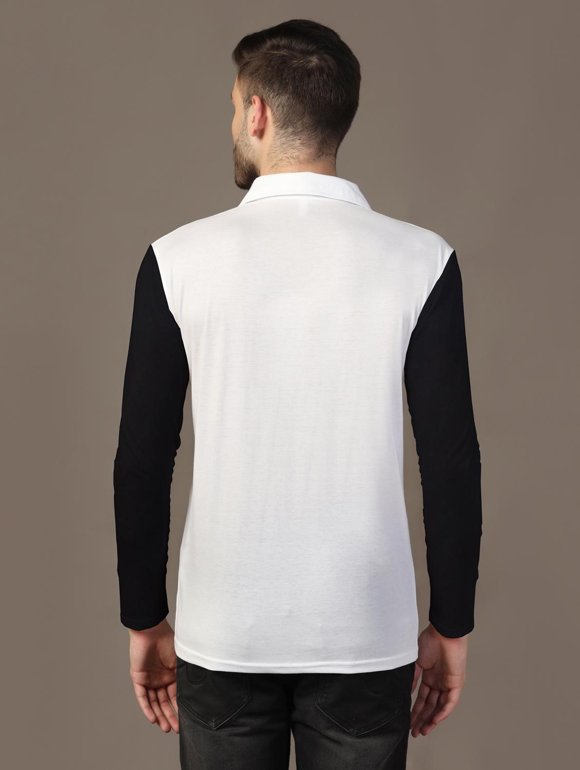 men long sleeves color block polo t-shirt - 21717466 - Standard Image - 2