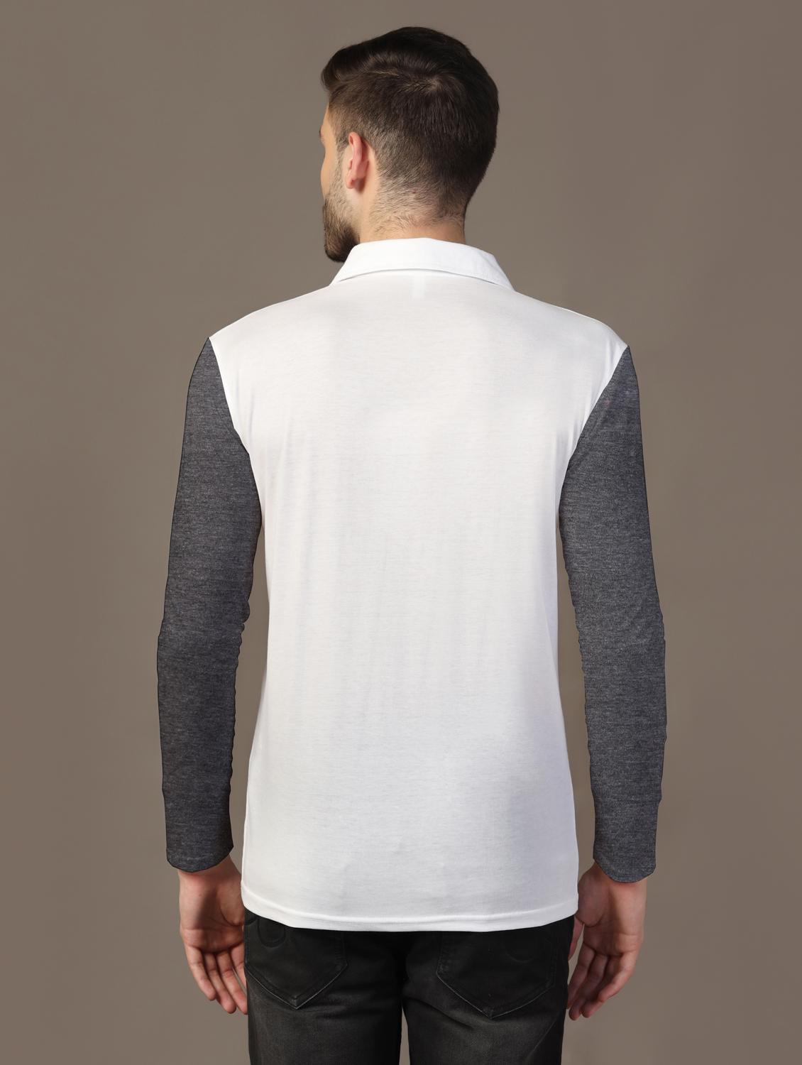 men long sleeves color block polo t-shirt - 21717467 - Standard Image - 2