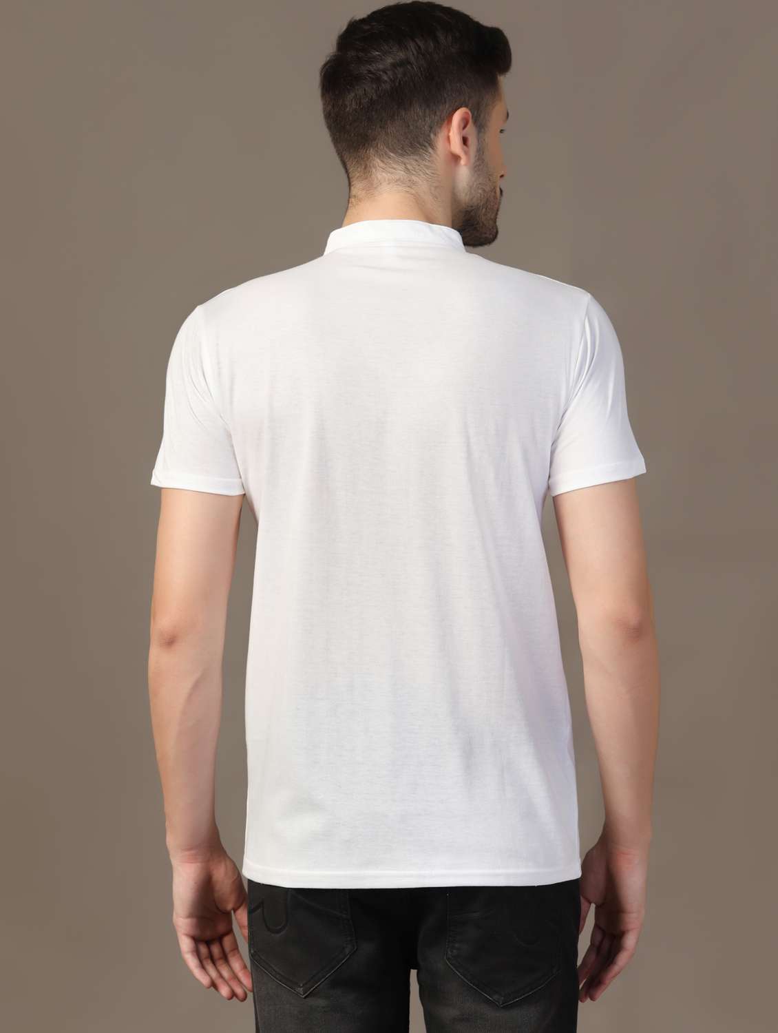 Men Mandarin Neck Plain T-shirt - 21717493 -  Standard Image - 2