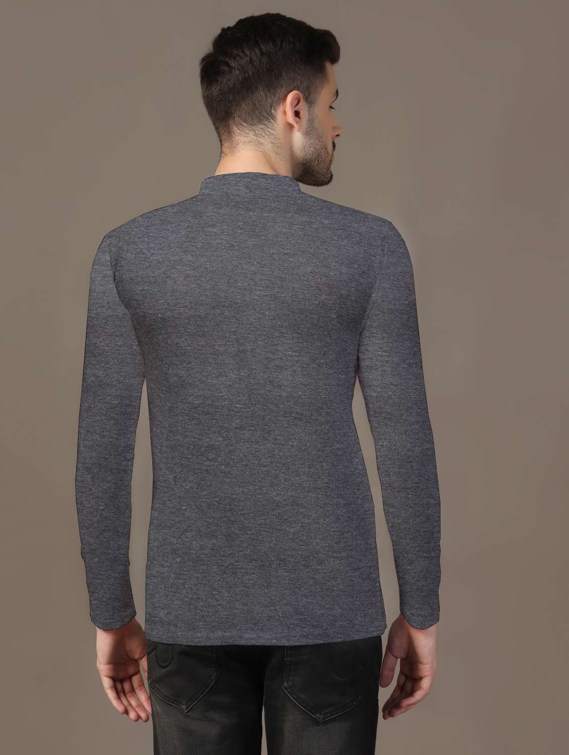 men mandarin neck plain t-shirt - 21717496 -  Standard Image - 2