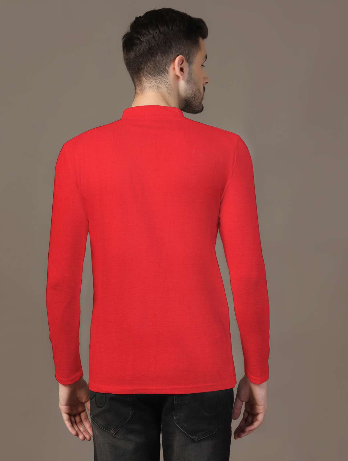 men mandarin neck plain t-shirt - 21717501 -  Standard Image - 2