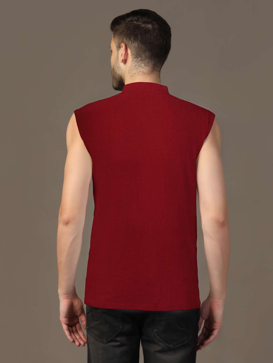 men mandarin neck plain t-shirt - 21717507 -  Standard Image - 2