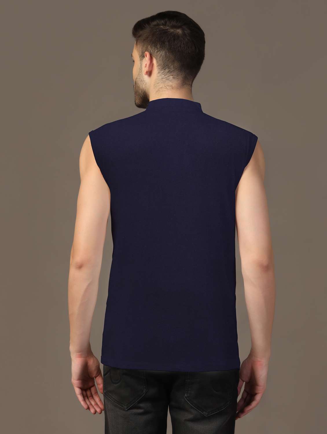 men mandarin neck plain t-shirt - 21717509 -  Standard Image - 2