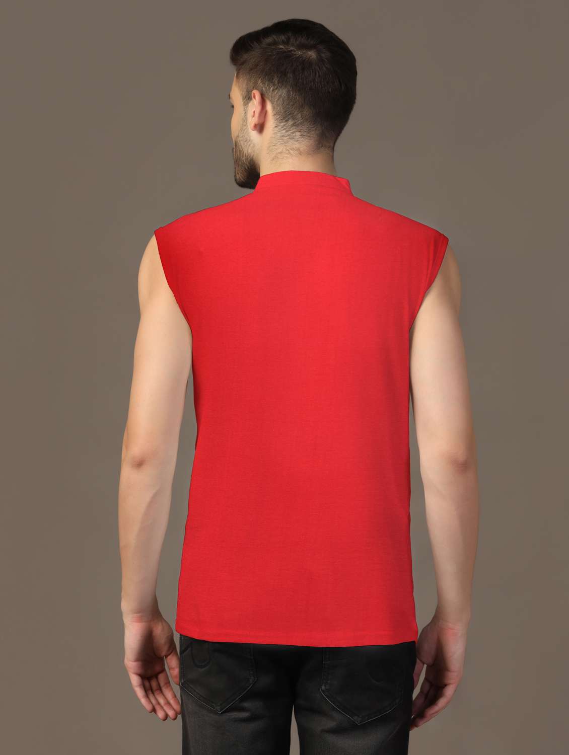 men mandarin neck plain t-shirt - 21717511 -  Standard Image - 2