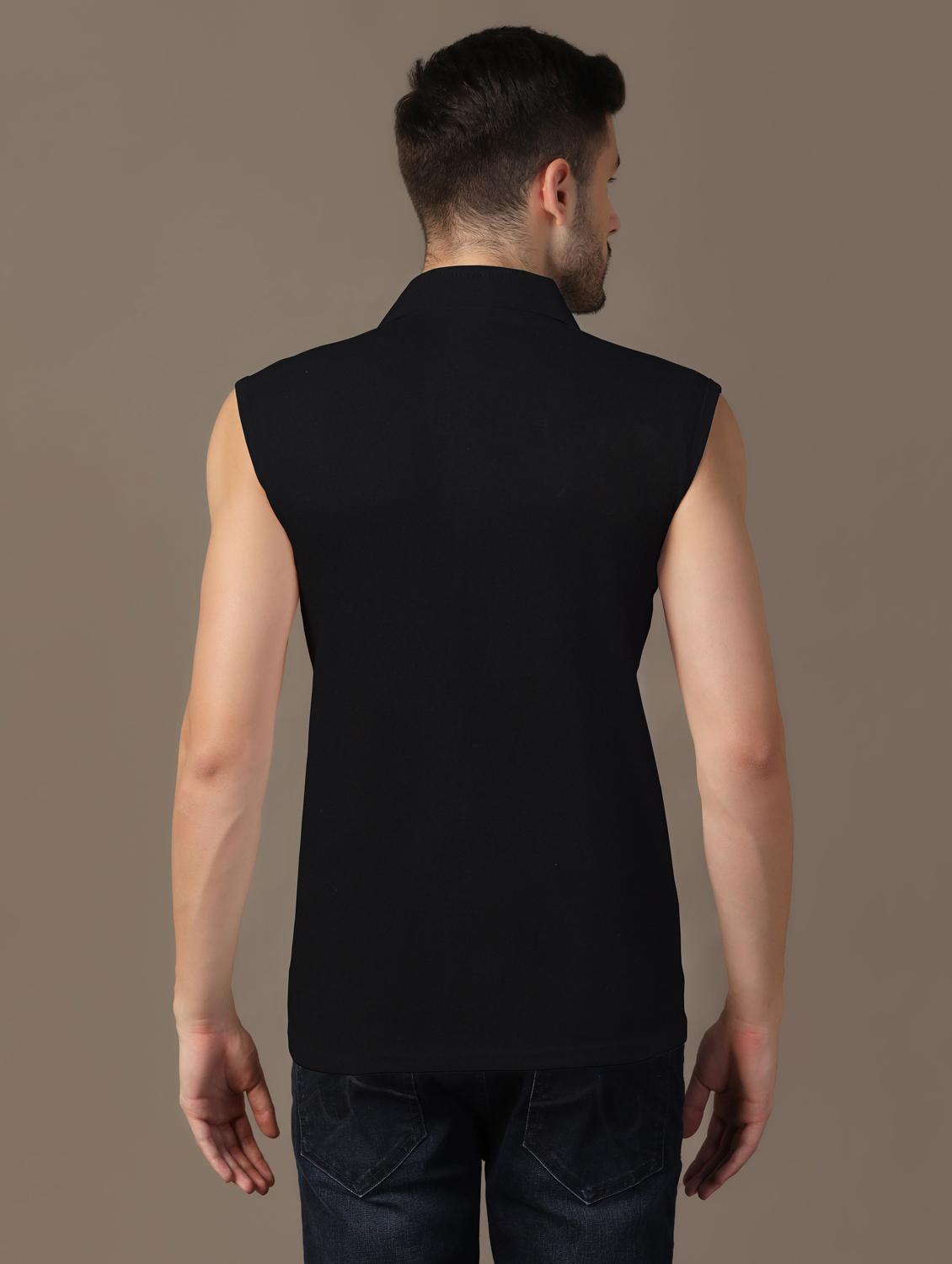 men sleeveless plain polo t-shirt - 21717525 - Standard Image - 2