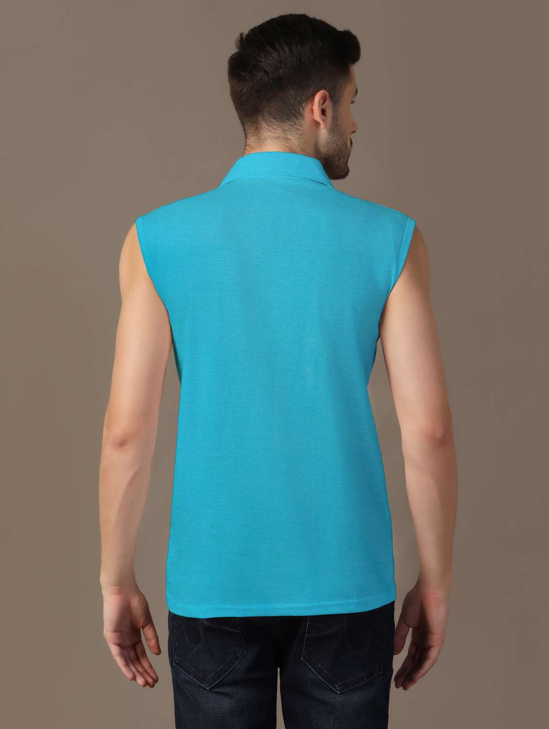 men sleeveless plain polo t-shirt - 21717530 -  Standard Image - 2