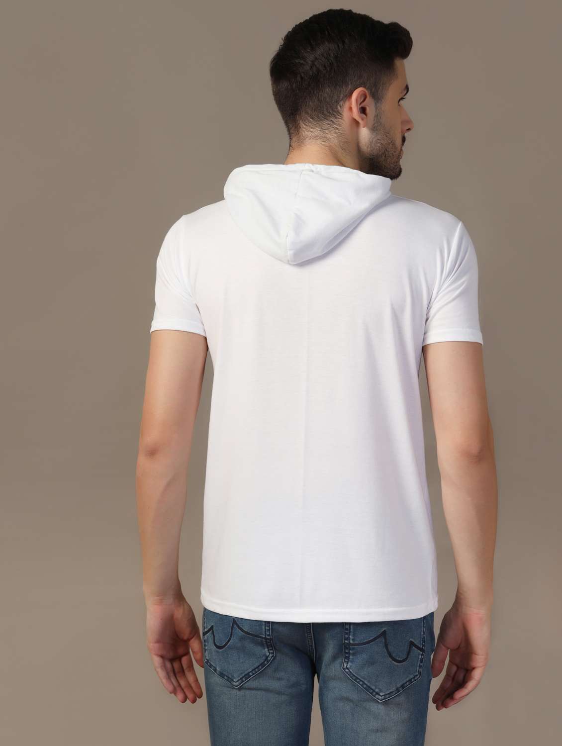 men slim fit short sleeve hooded shirt - 21717543 - Standard Image - 2