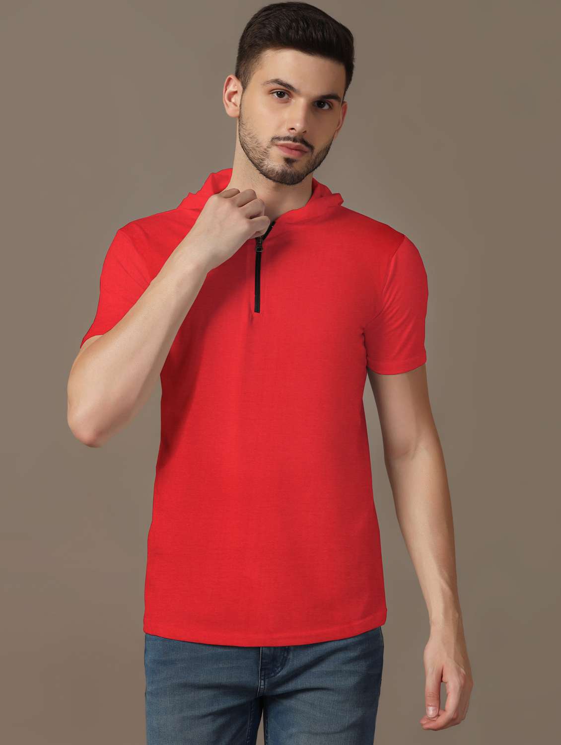 men hooded plain t-shirt