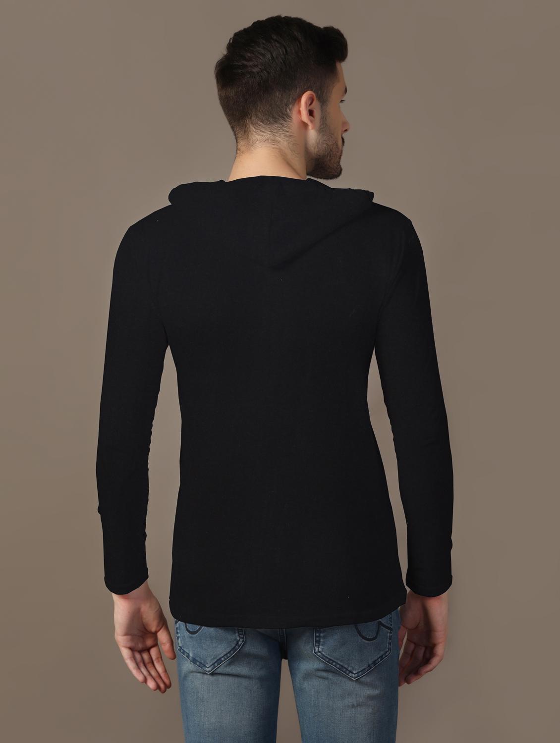 men hooded plain t-shirt - 21717555 - Standard Image - 2