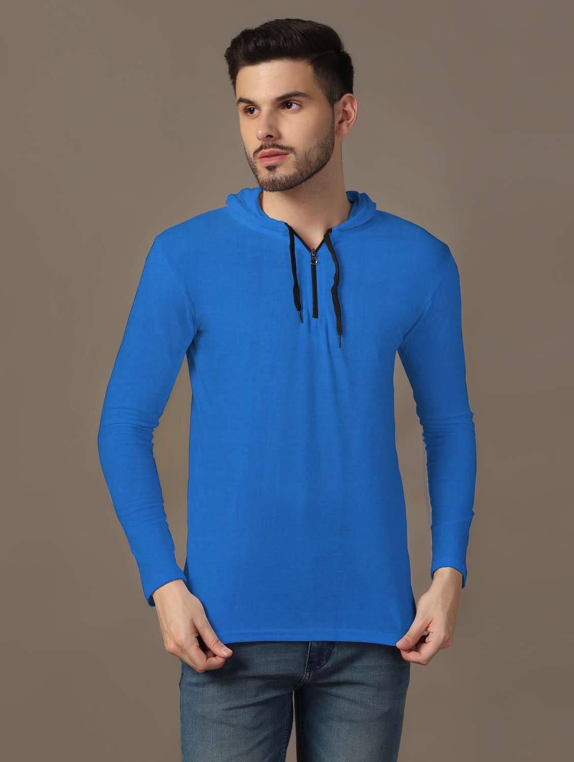 men hooded plain t-shirt