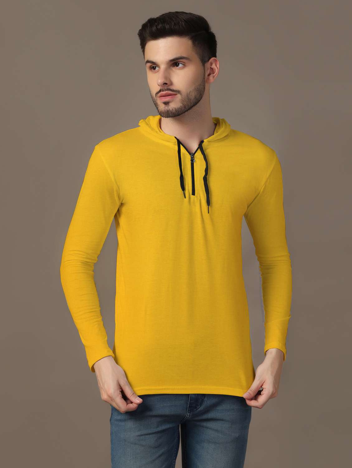 men hooded plain t-shirt