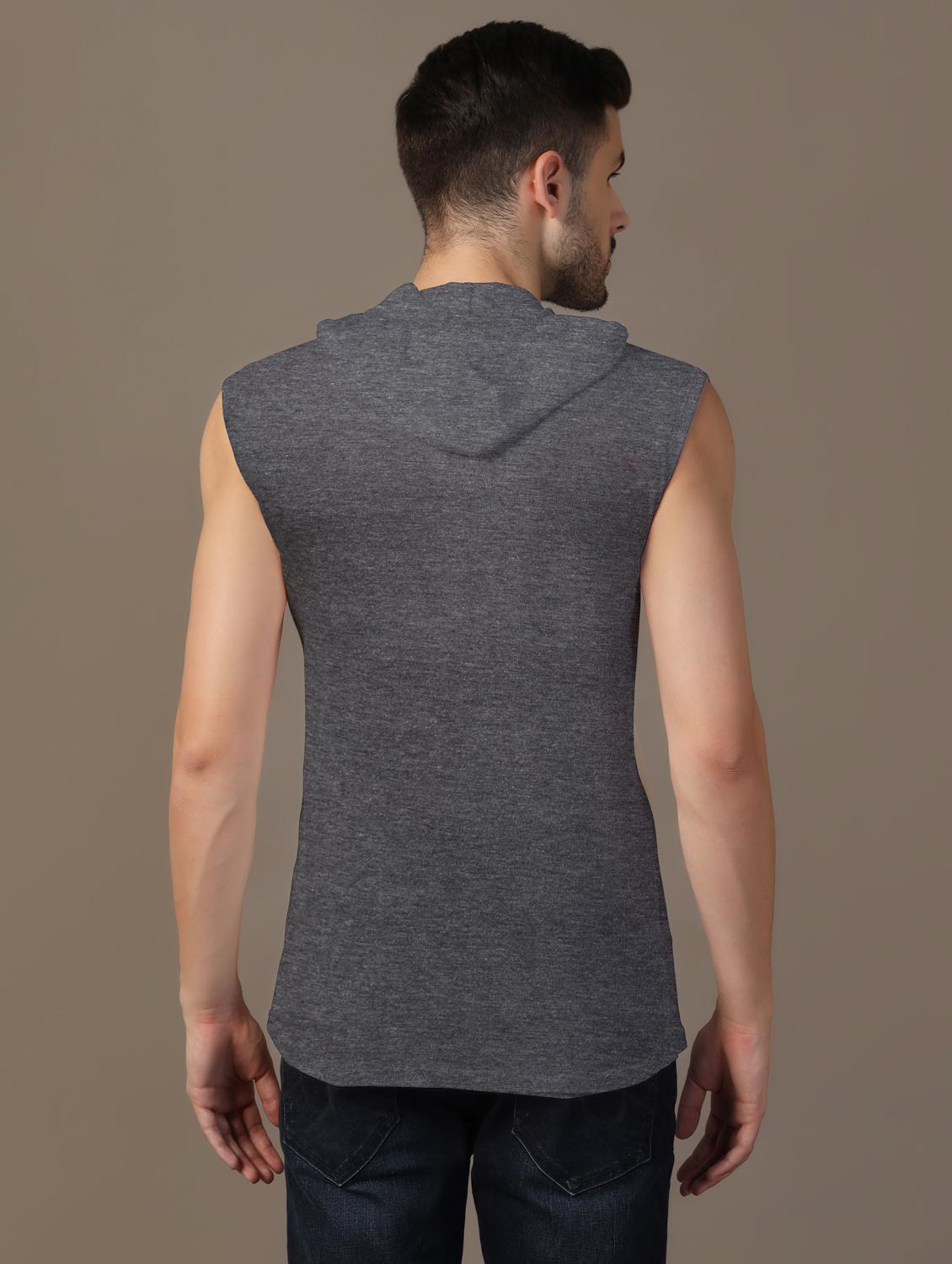 men hooded plain t-shirt - 21717566 - Standard Image - 2