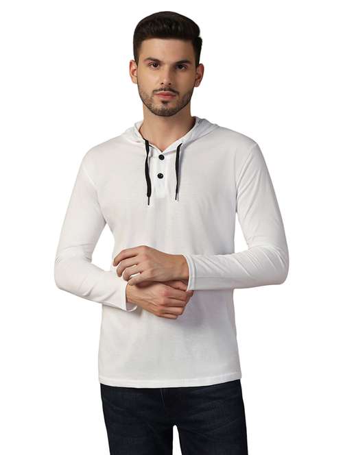 men hooded plain t-shirt - 21717633 -  Standard Image - 0