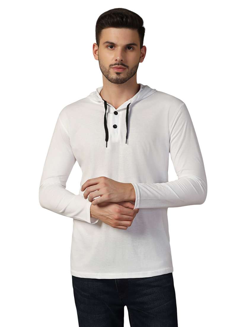 men hooded plain t-shirt
