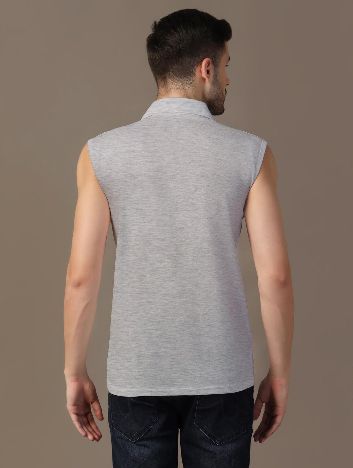 men sleeveless plain polo t-shirt - 21717689 - Standard Image - 2