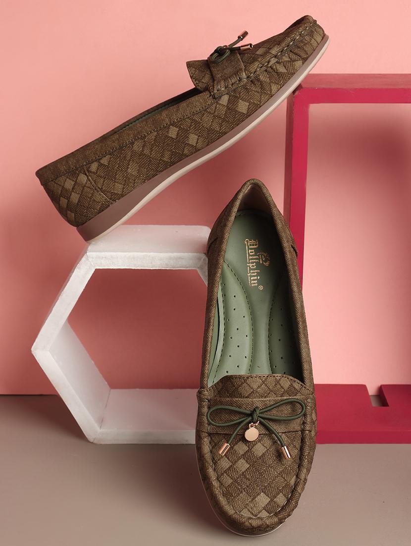 green pu slip on loafers - 21717699 -  Zoom Image - 0