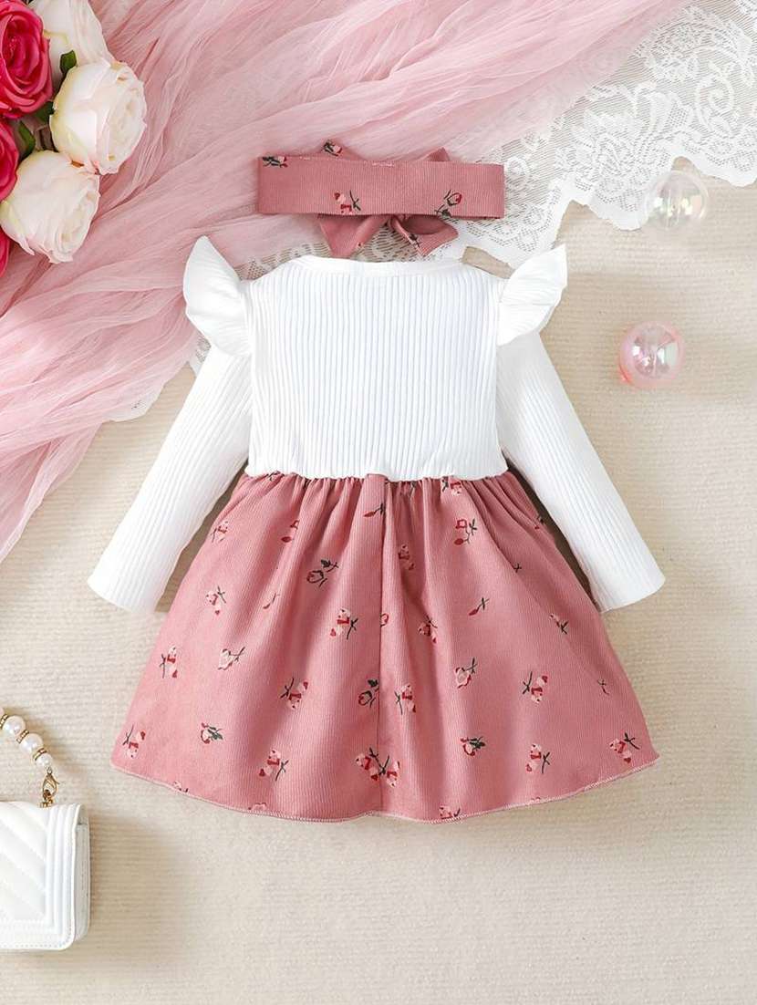 Girls Round Neck Printed A Line Frock