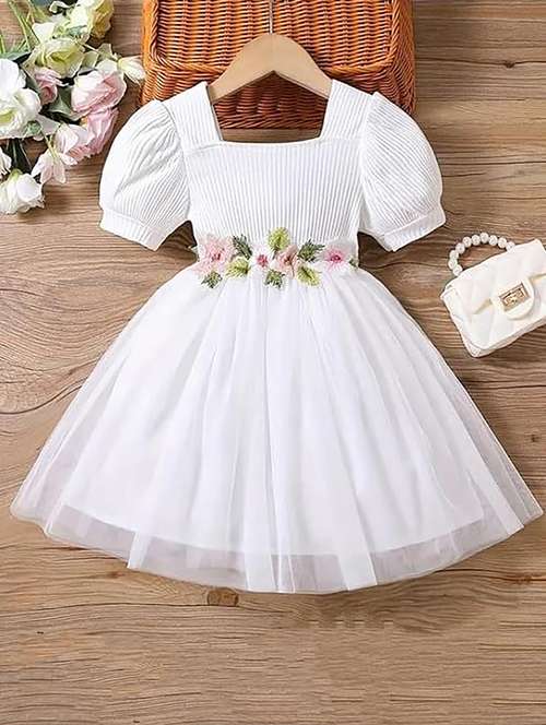 girls square neck embroidered frock