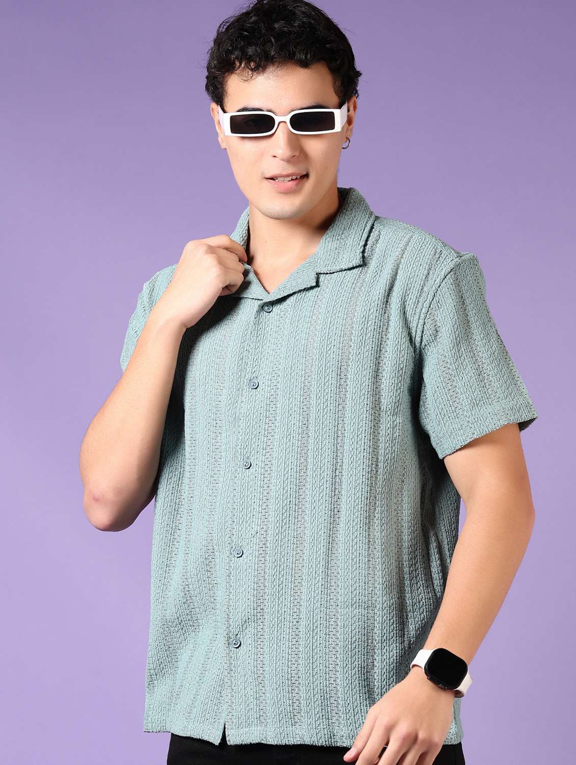 men self design short sleeve casual shirt - 21717845 -  Standard Image - 2