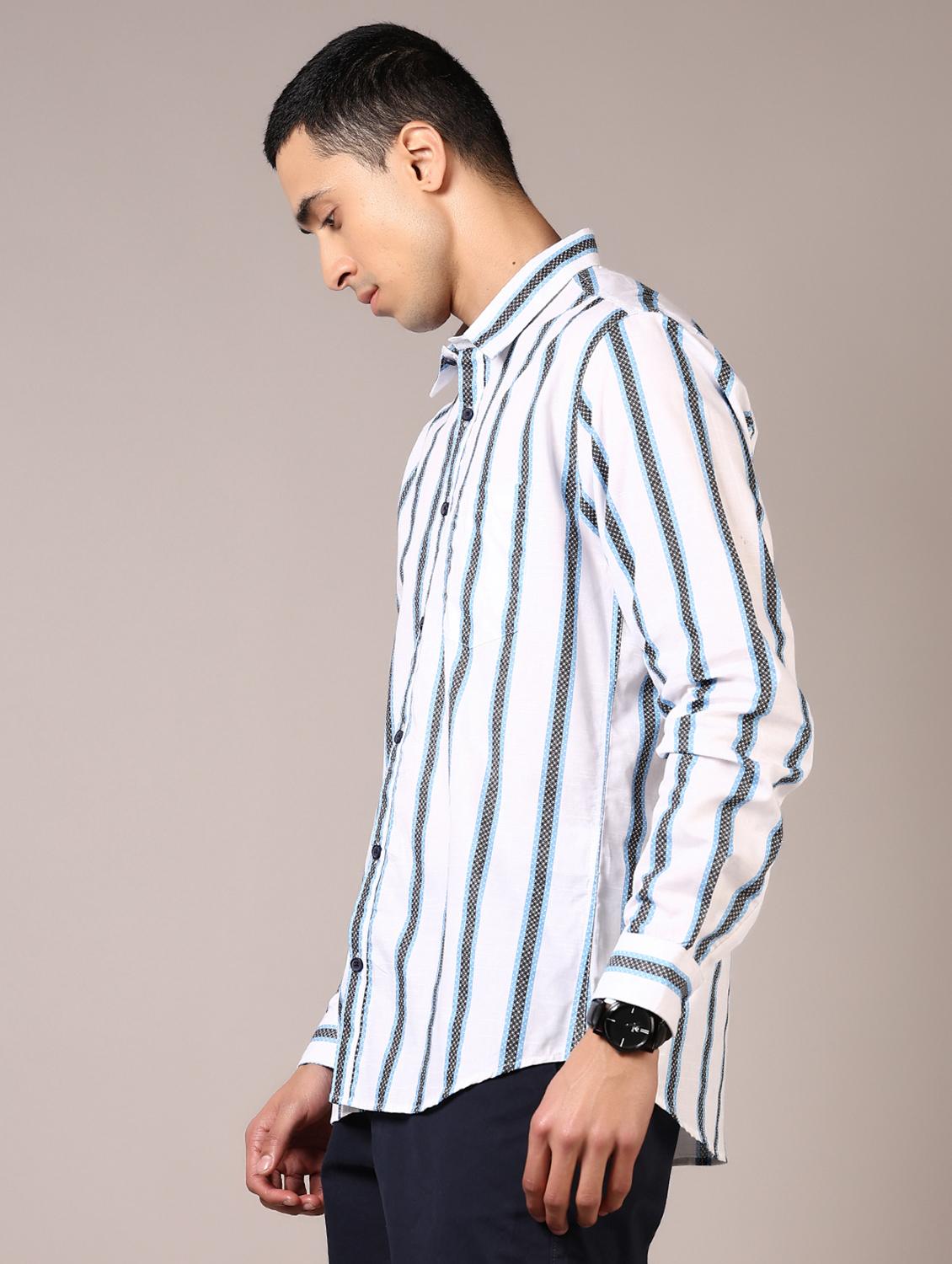 men stripes long sleeve casual shirt - 21717851 - Standard Image - 2