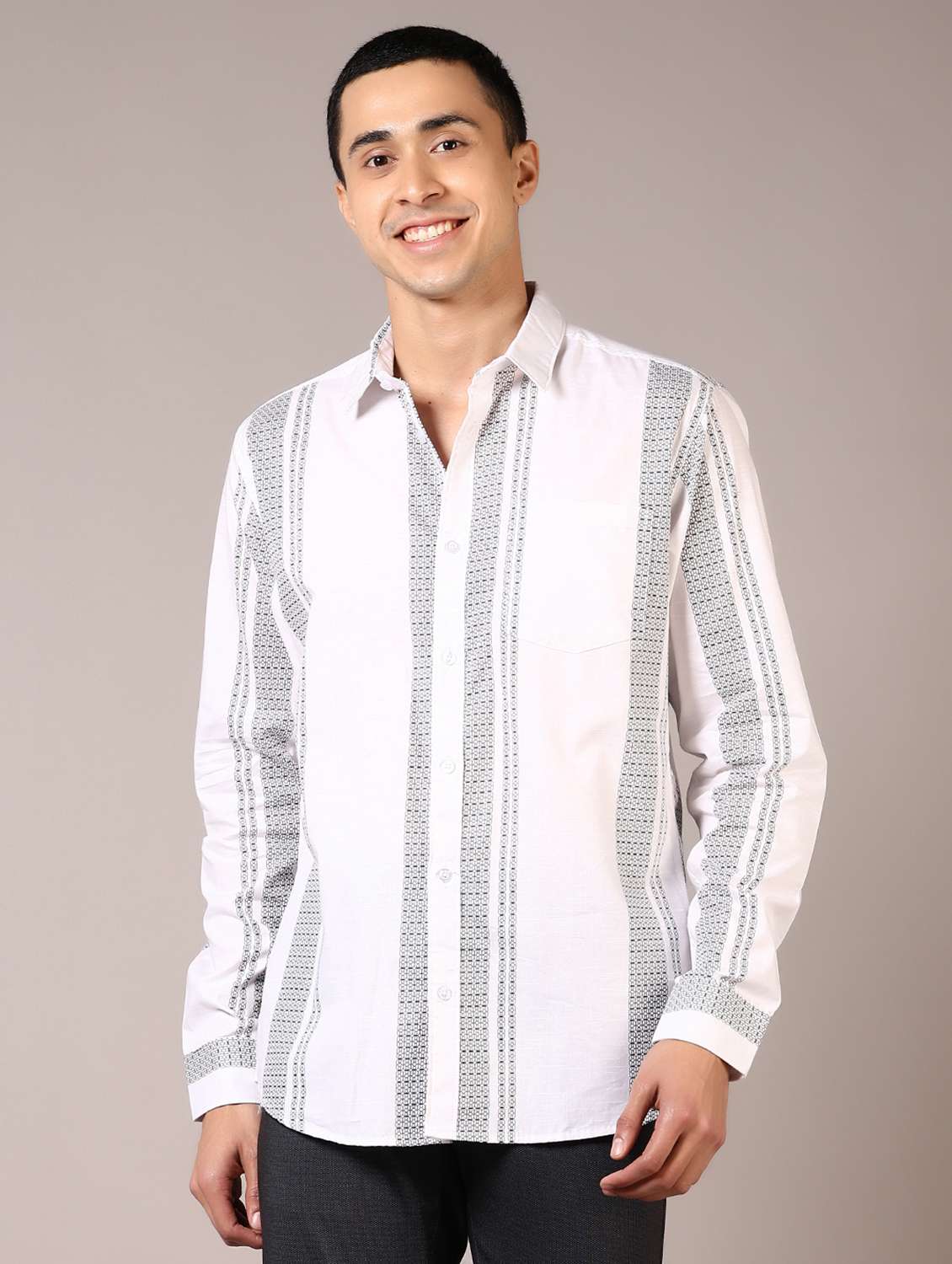 men stripes long sleeve casual shirt