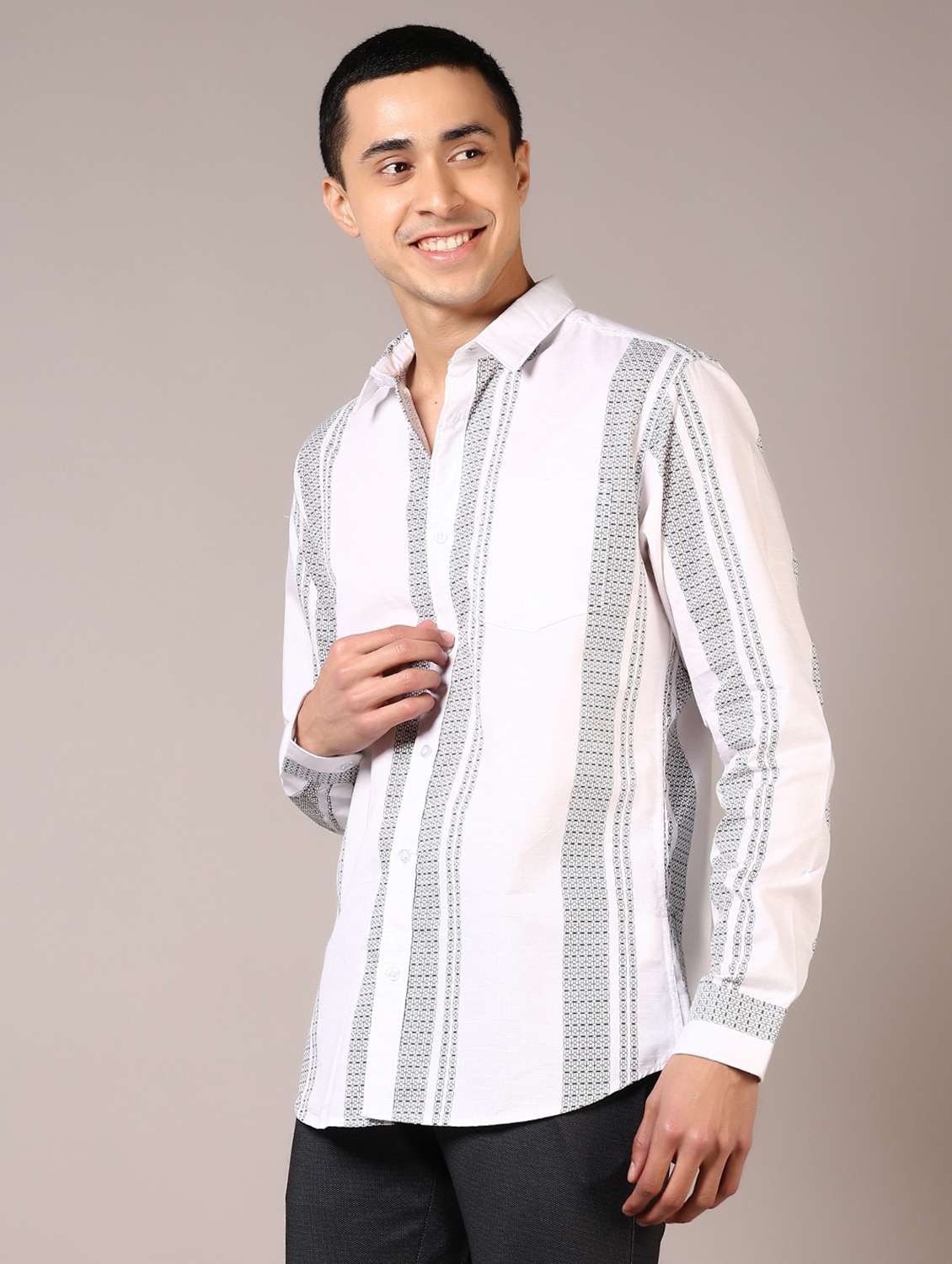 men stripes long sleeve casual shirt - 21717853 -  Standard Image - 2