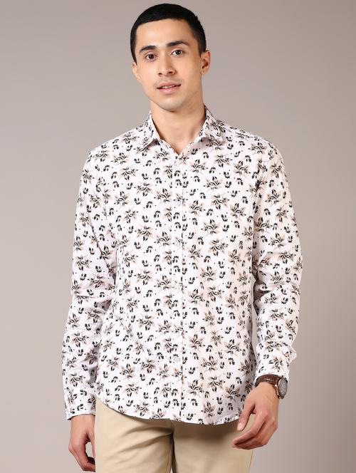 men white printed long sleeve casual shirt - 21717855 -  Standard Image - 0