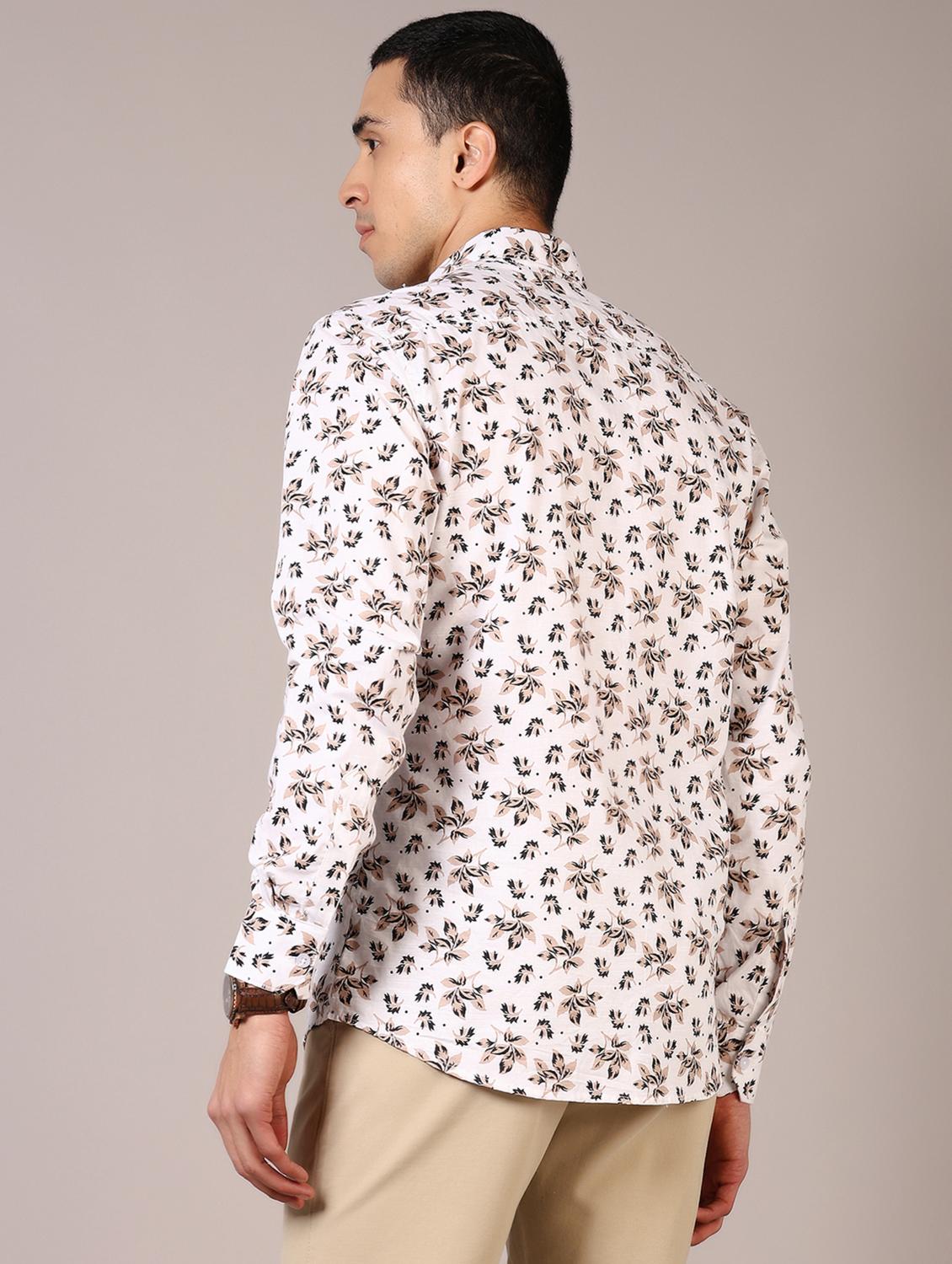 men white printed long sleeve casual shirt - 21717855 - Standard Image - 2