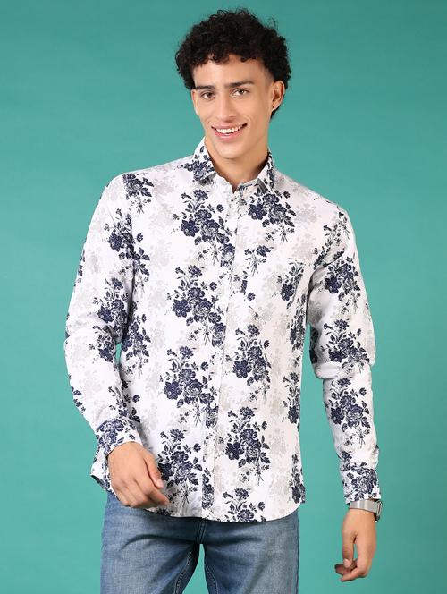 men floral printed long sleeve casual shirt - 21717856 - Standard Image - 0