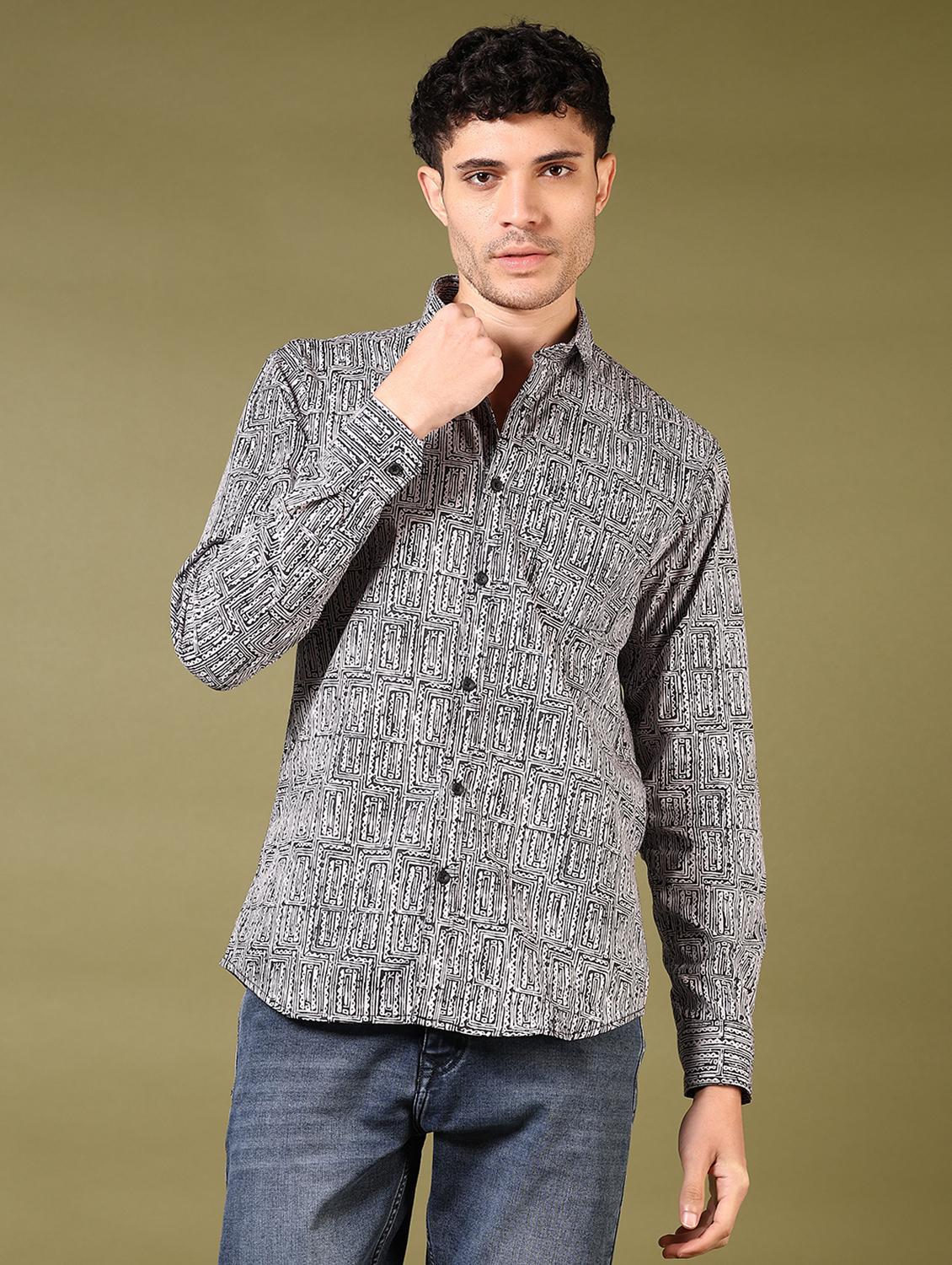 men printed long sleeve casual shirt - 21717857 - Zoom Image - 0