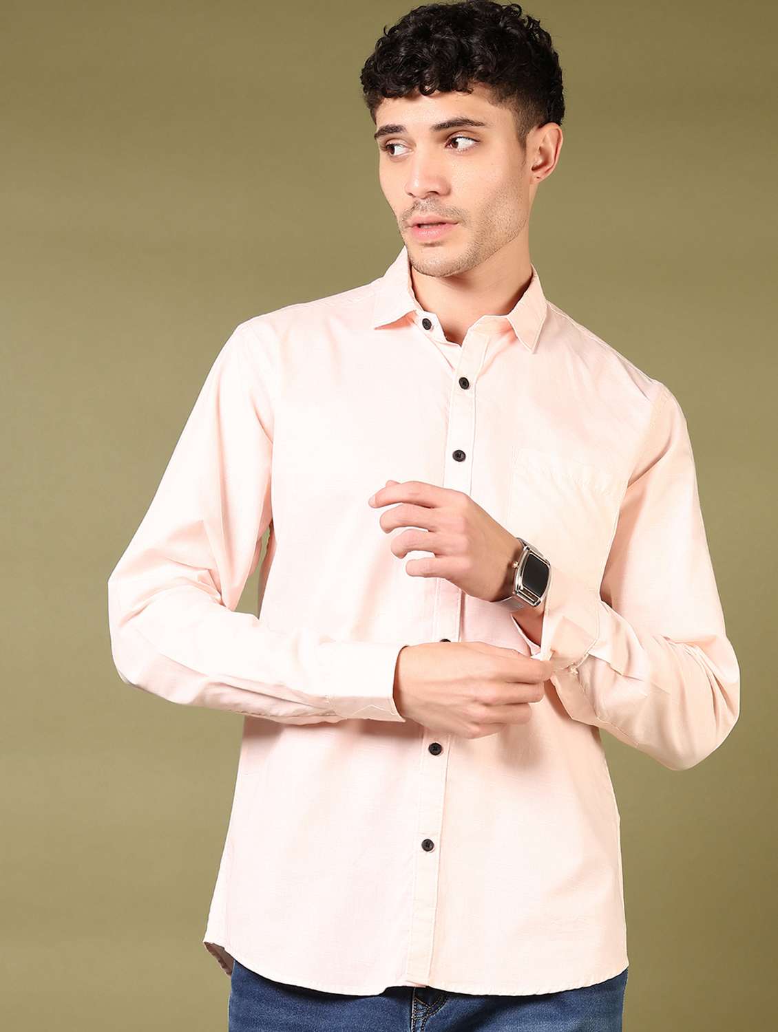 men solid long sleeve casual shirt - 21717861 -  Standard Image - 2