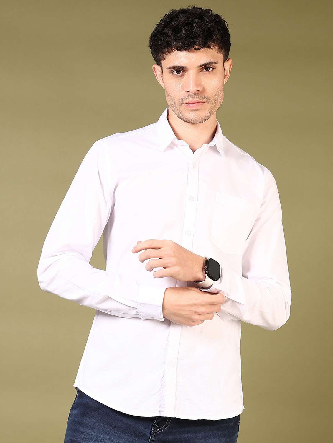 men solid long sleeve casual shirt