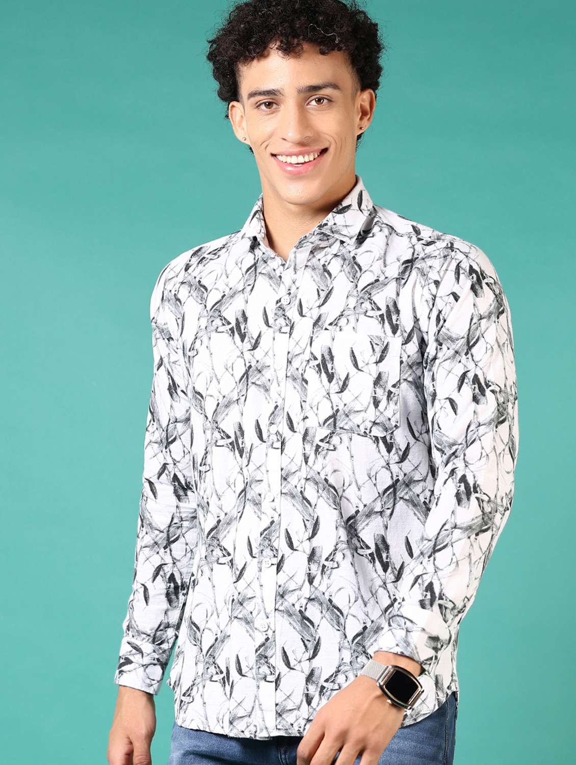 men printed long sleeve casual shirt - 21717867 -  Standard Image - 2