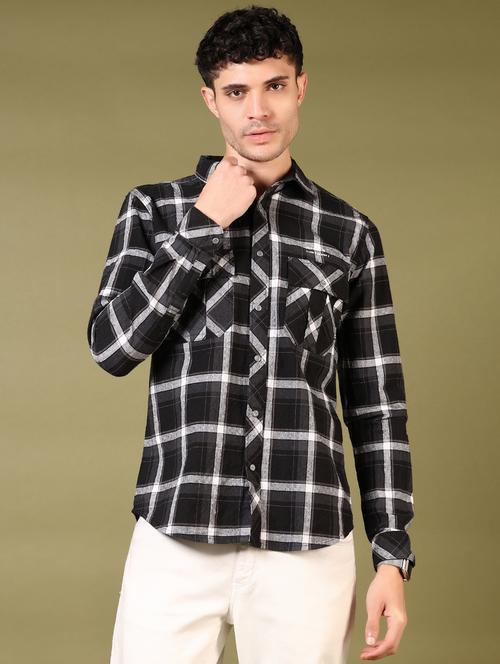 men checks long sleeve casual shirt - 21717876 - Standard Image - 0