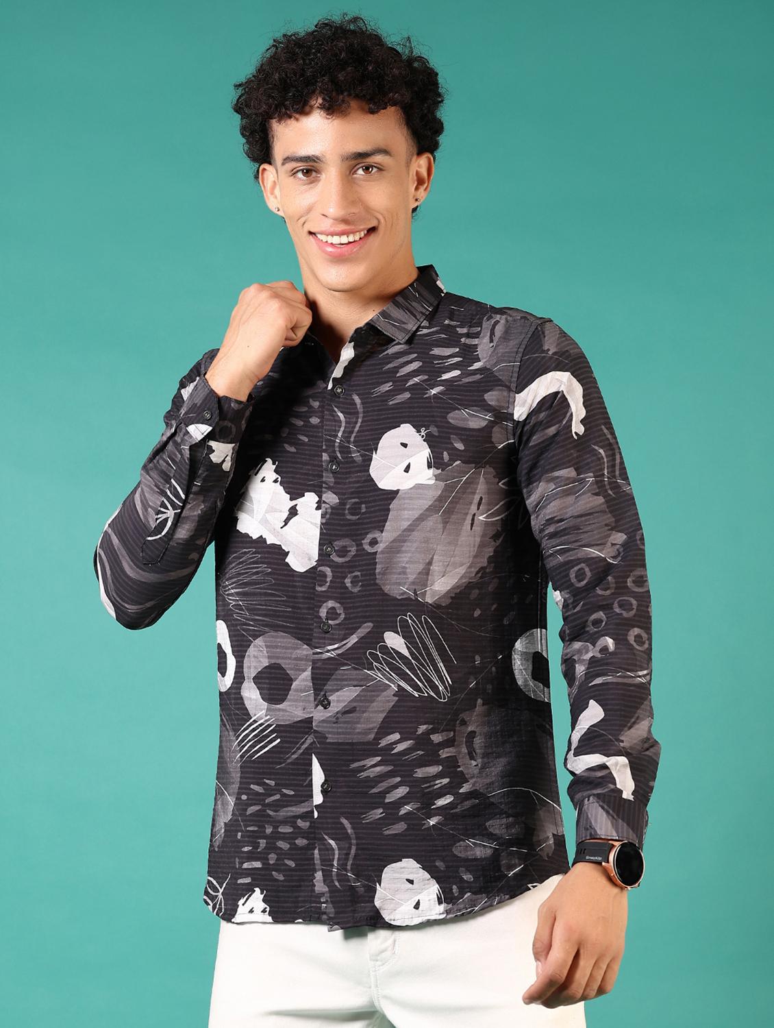 men printed long sleeve casual shirt - 21717881 - Zoom Image - 0