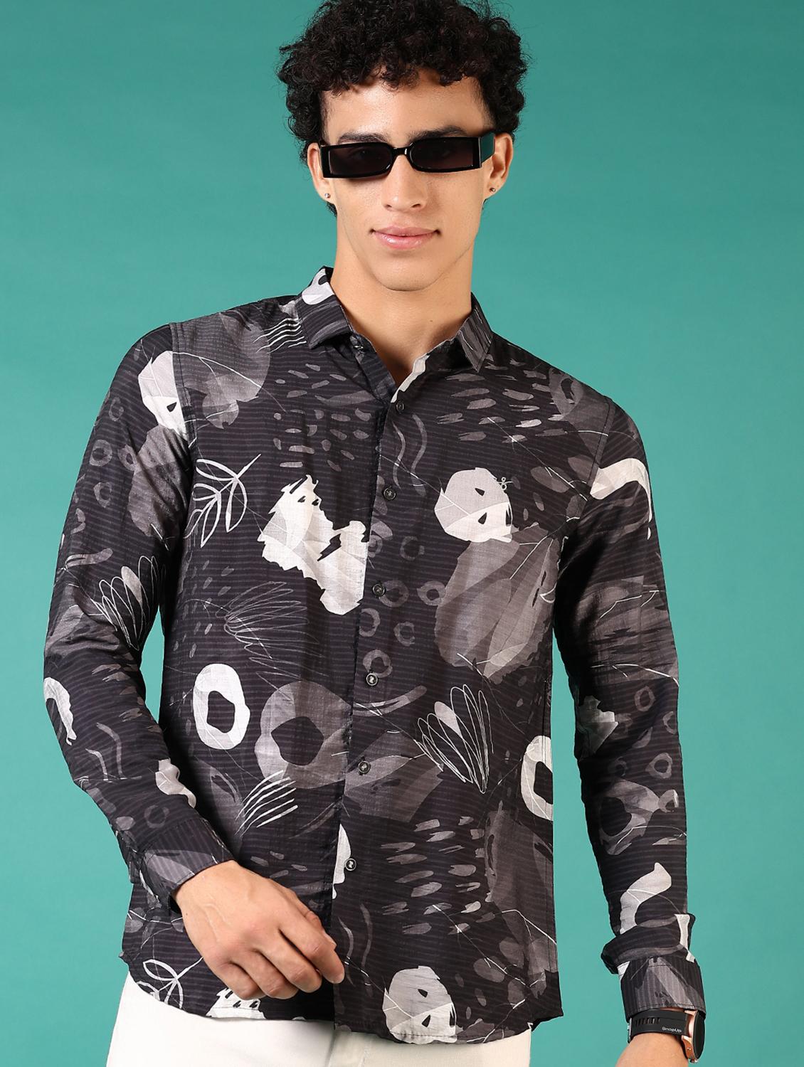men printed long sleeve casual shirt - 21717881 - Standard Image - 2